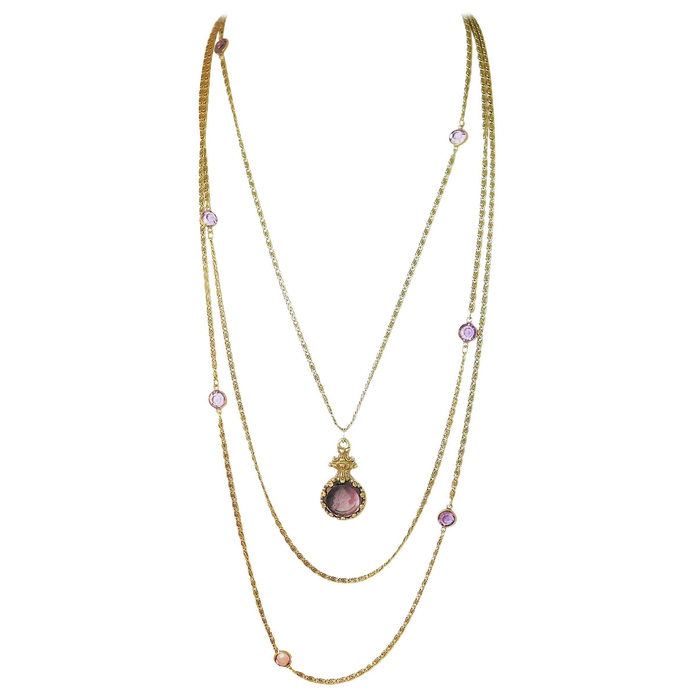 Vintage 1960s Signed 3-Strand Goldette Necklace