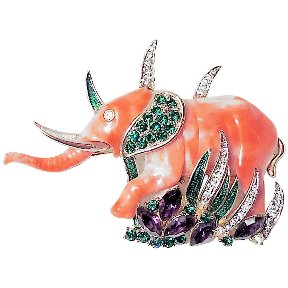 Vintage 1950s Hattie Carnegie Elephant Brooch