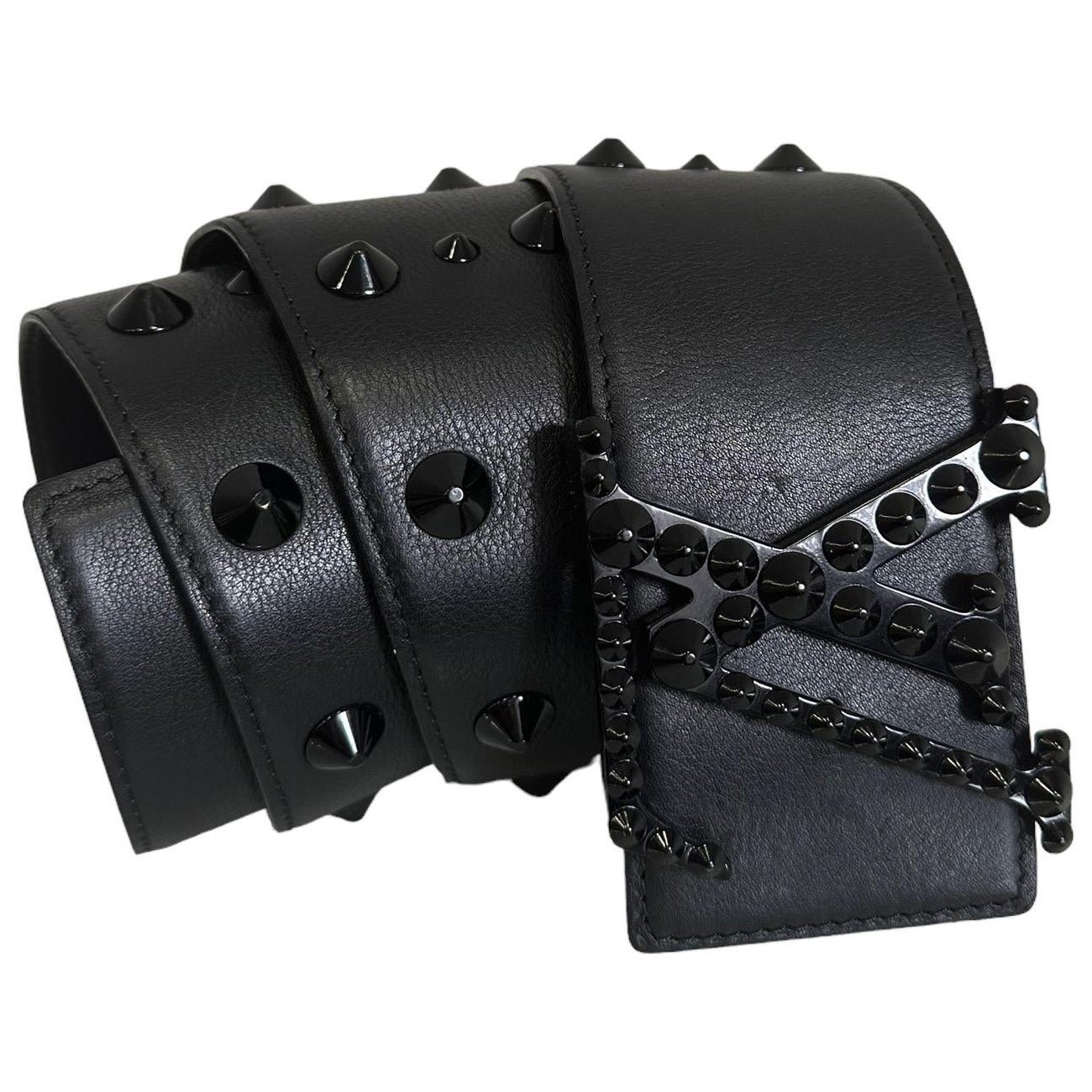 Louis Vuitton 85 Black Leather Belt Studs For Sale