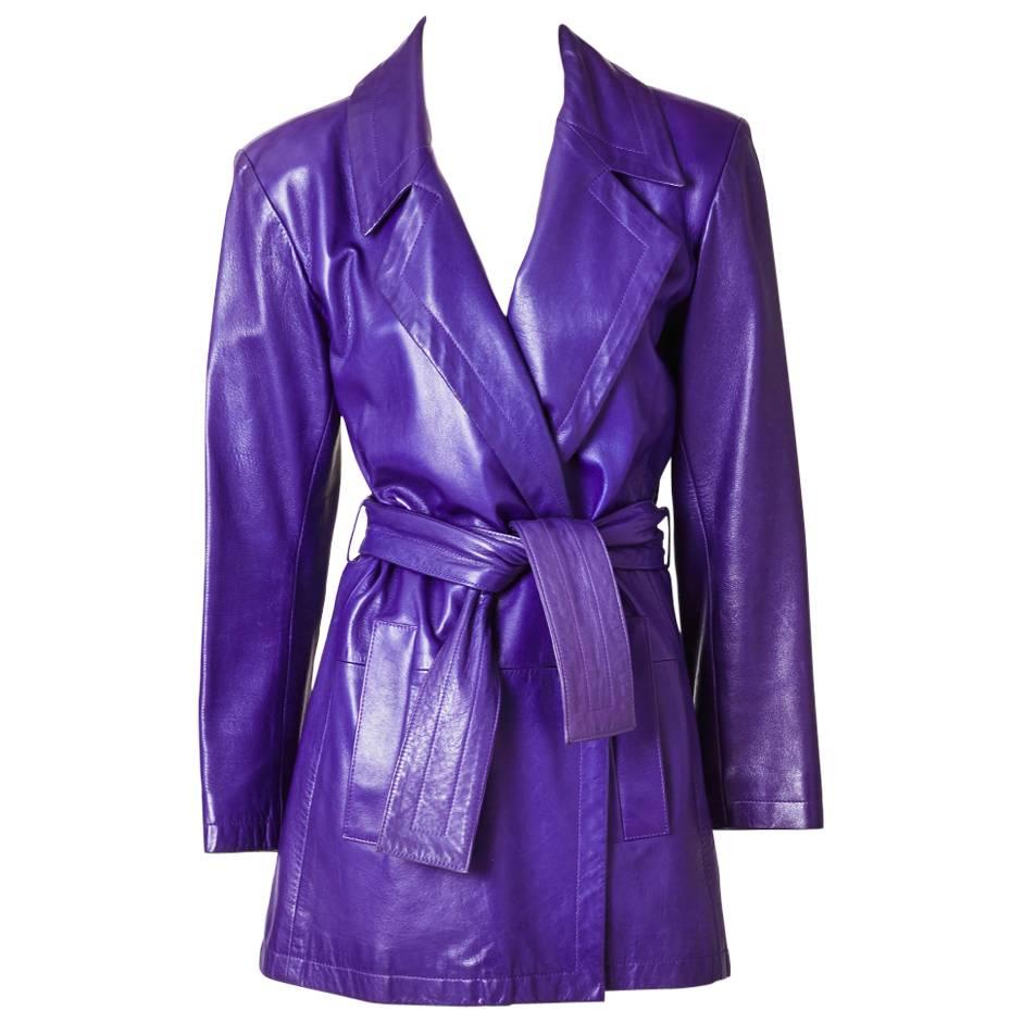 Yves Saint Laurent Belted Leather Jacket at 1stDibs