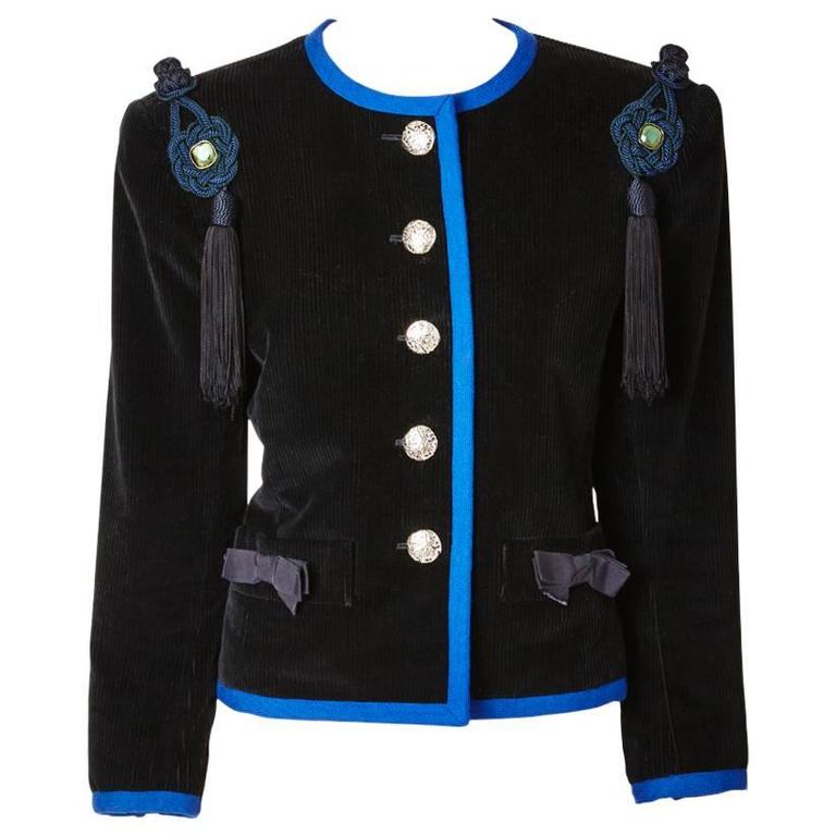 Yves Saint Laurent Corduroy Jacket with Tassels For Sale at 1stdibs