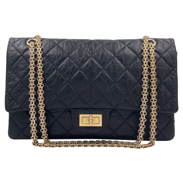Chanel Black Aged Calfskin Reissue Large 227 2.55 Flap Bag GHW 65332