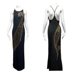 90s Bob Mackie Black Beaded Racer Back Gown (Robe dos nageur avec perles)