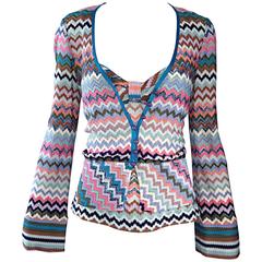 Missoni Vintage 1990s Twin Set Signature Chevron Zig Zag Tank And Cardigan Set 7