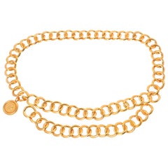 1980s Chanel Chain-link Belt with Double Sided Logo/Coco Chanel Coin
