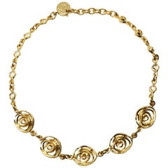 1990's YVES SAINT LAURENT gilt rose necklace
