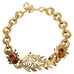 Goossens for YVES SAINT LAURENT fish necklace with topaz faceted crystals