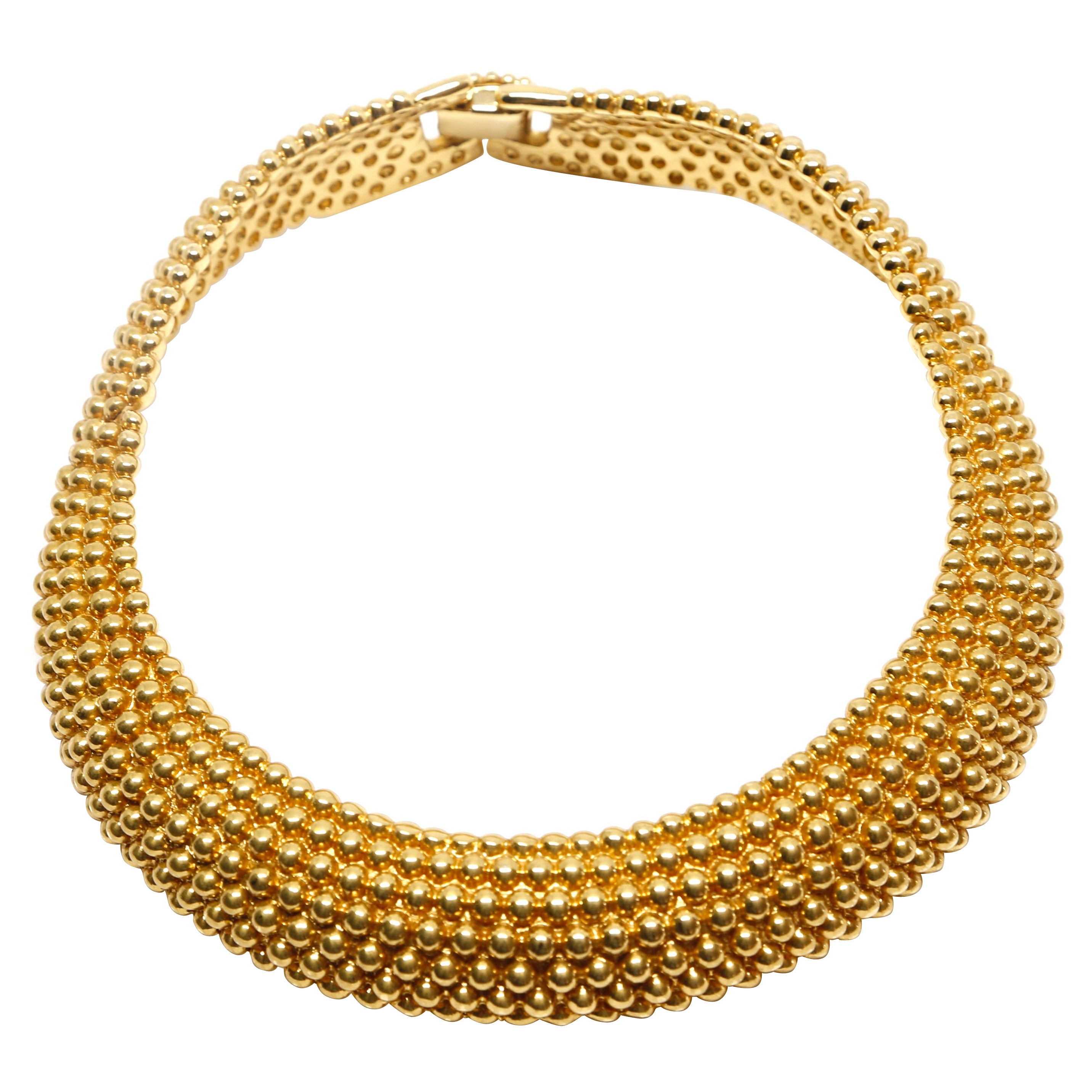 1980's Yves Saint Laurent 'beaded' Gilt Collar Necklace with Hinges