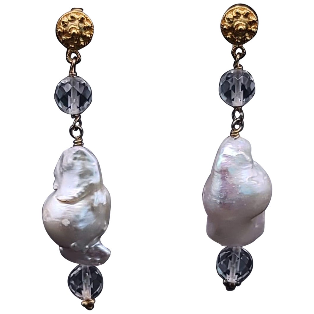 A.Jeschel Stunning Baroque Pearl earrings. For Sale