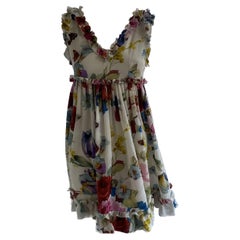 Dolce and Gabbana Vintage Silk Floral Ruffled Butterfly Dress