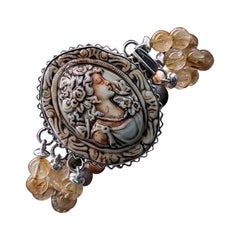 A.Jeschel Elegant Rutilated Quartz Bracelet with a signature Cameo clasp.