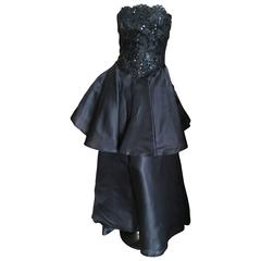 Christian Dior Robes de Soir 1980's Embellished Black Evening Dress