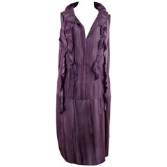 MARNI Purple Silky SLEEVELESS DRESS w/ RUFFLE Trim SIZE 42 RR 10