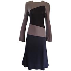 Vintage Calvin Klein Collection Black And Taupe Grey Color Block 1990s 90s Dress 7