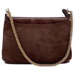 Gucci Vintage Brown Suede Shoulder Bag with Chain Strap