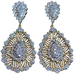 Vermeil and Crystal Pierced Teardrop Statement Earrings