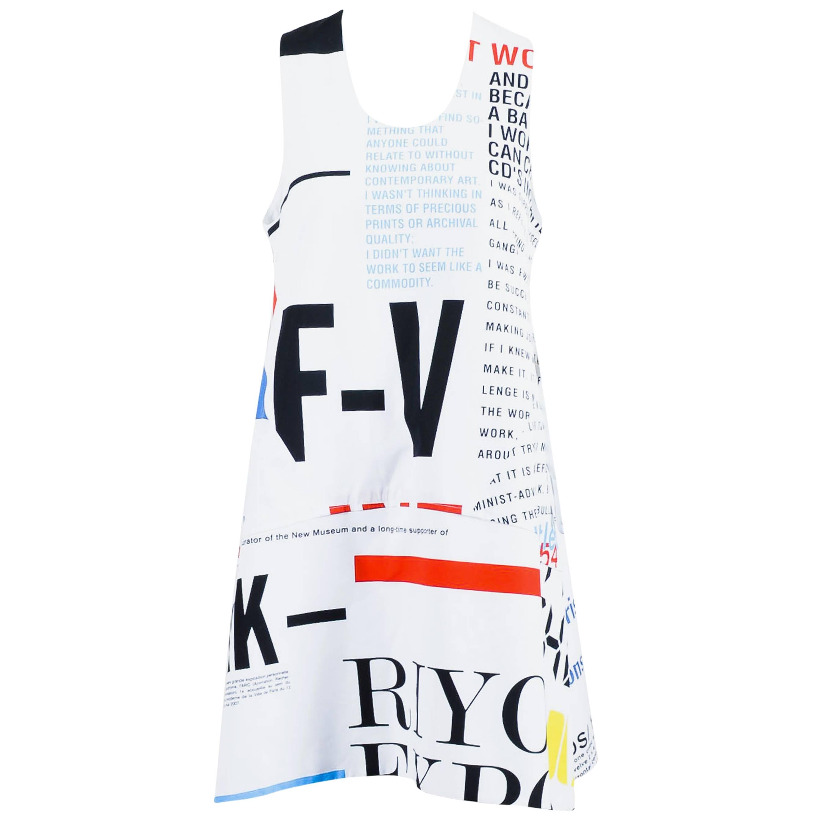 Balenciaga White Red Yellow Cotton Graphic Print Special Edition SL Dress SZ 10 For Sale