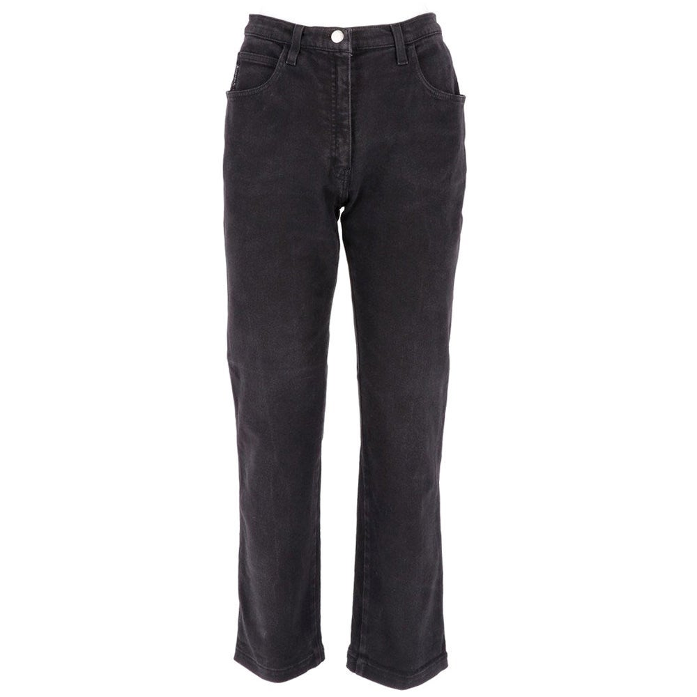 90s Armani Vintage black denim straight high-wasted jeans For Sale