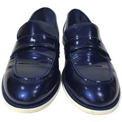 Chanel Patent Leather Midnight Blue Loafer Shoe