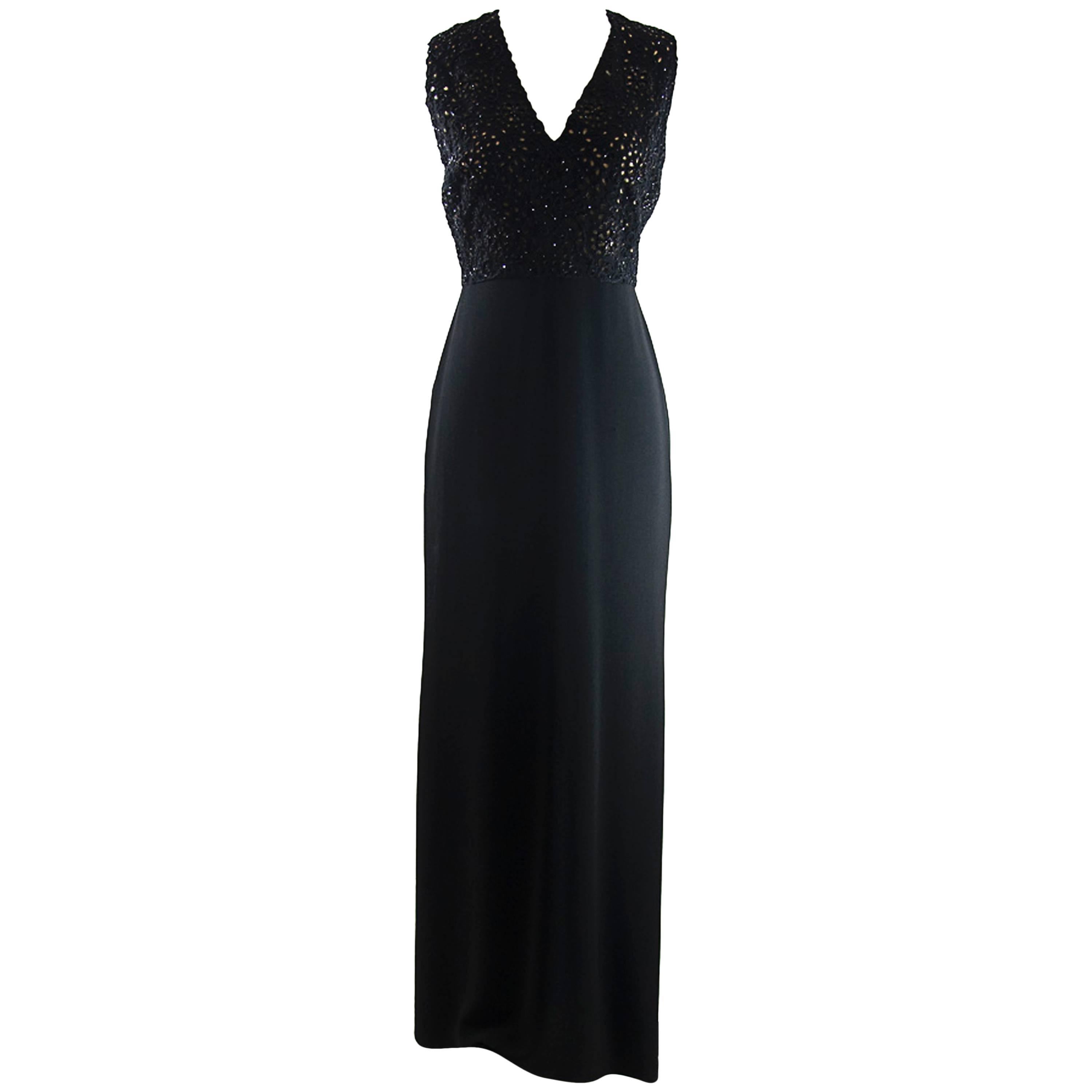 Badgley Mischka Elegan Eyelet Beaded Evening Gown For Sale