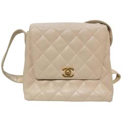 90s Chanel Beije Caviar Leather Shoulder Bag