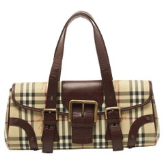 Burberry Haymarket Check Coated Canvas and Leather Buckle Flap Shoulder Bag