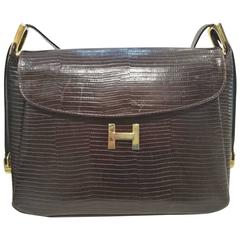 1970s Hermes Brown lizard leather bag 5