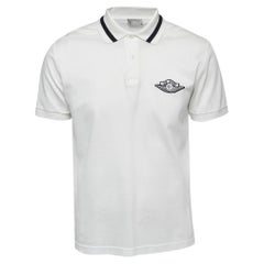 Dior X Jordan Weißes besticktes Polo-T-Shirt aus Baumwolle mit Pique-Logo XS