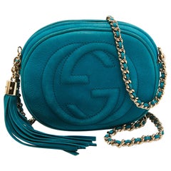 Gucci Turquoise Leather Mini Soho Disco Chain Crossbody Bag