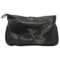 Jimmy Choo Black Leather Eagle Studded Clutch