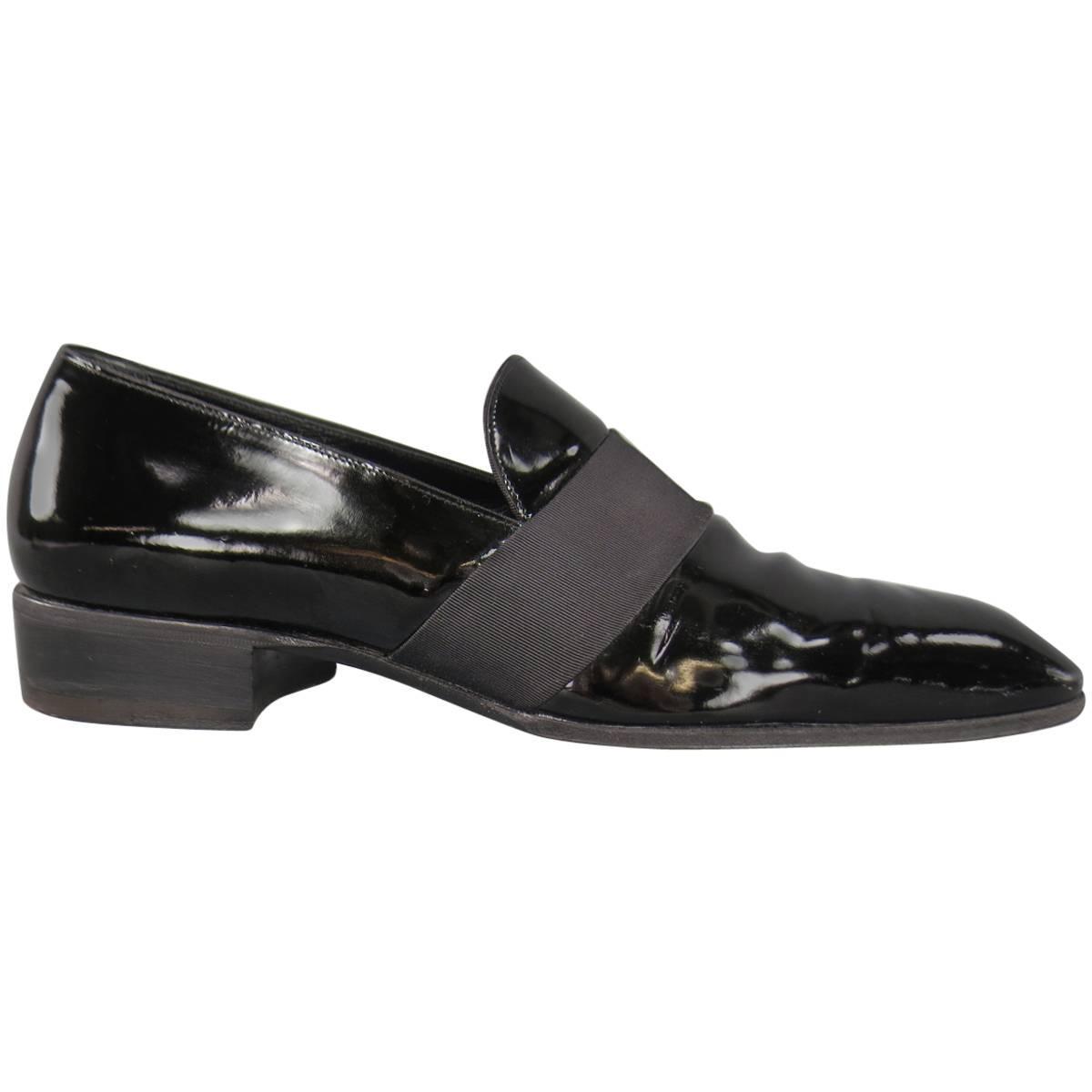 Men's TOM FORD Size 9 Black Patent Leather Ribbon Band Tuxedo Loafers ...
