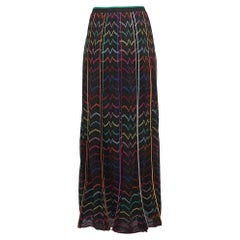 Missoni Multicolor Chevron Patterned Knit Maxi Skirt L
