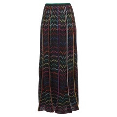 Missoni - Jupe longue en maille à motifs à chevrons multicolores, taille L