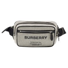 Used Burberry Grey Canvas and Leather West Belt Bag