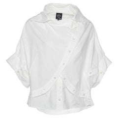 Alexander McQueen White Cotton Asymmetric Button Detail Oversized Shirt S