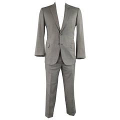 Used Men's BRIONI 38 Regular Gray Harringbone Striped Wool 32 30 Notch Lapel Suit