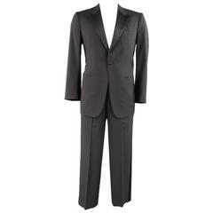 Men's KITON 40 Regular Black Wool Satin Peak Lapel 33 28 Tuxedo