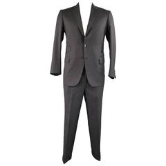 Men's BRIONI 40 Regular Charcoal Textured Wool Notch Lapel Suit 9