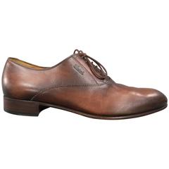 Men's GUCCI Size 9 Distressed Brown Leather Lace Up Derbys