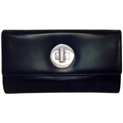 Tiffany & Co. Black Polished Calfskin Large City Clutch Above Excellent 