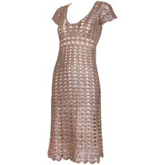 Circa 2007 Prada Metallic Crochet Dress