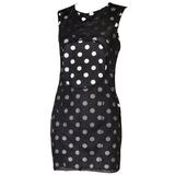 2012 Junya Watanabe Polkadot-Bodycon-Minikleid mit Mesh-Overlay
