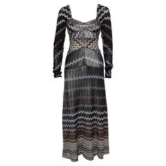 Missoni - Maxi abito in maglia lurex a motivi multicolore M