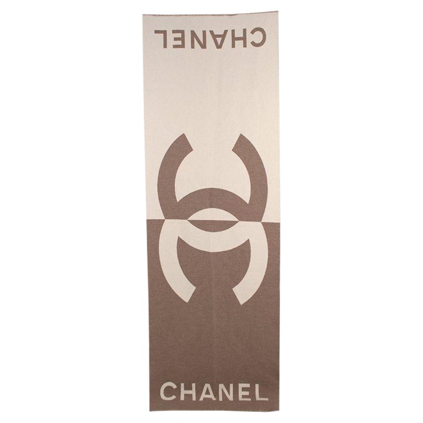 Chanel Cashmere Shawl CC logo Reversible For Sale