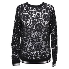 VALENTINO Chemisier à manches longues en dentelle à fleurs noir et blanc, Taille S BNWT