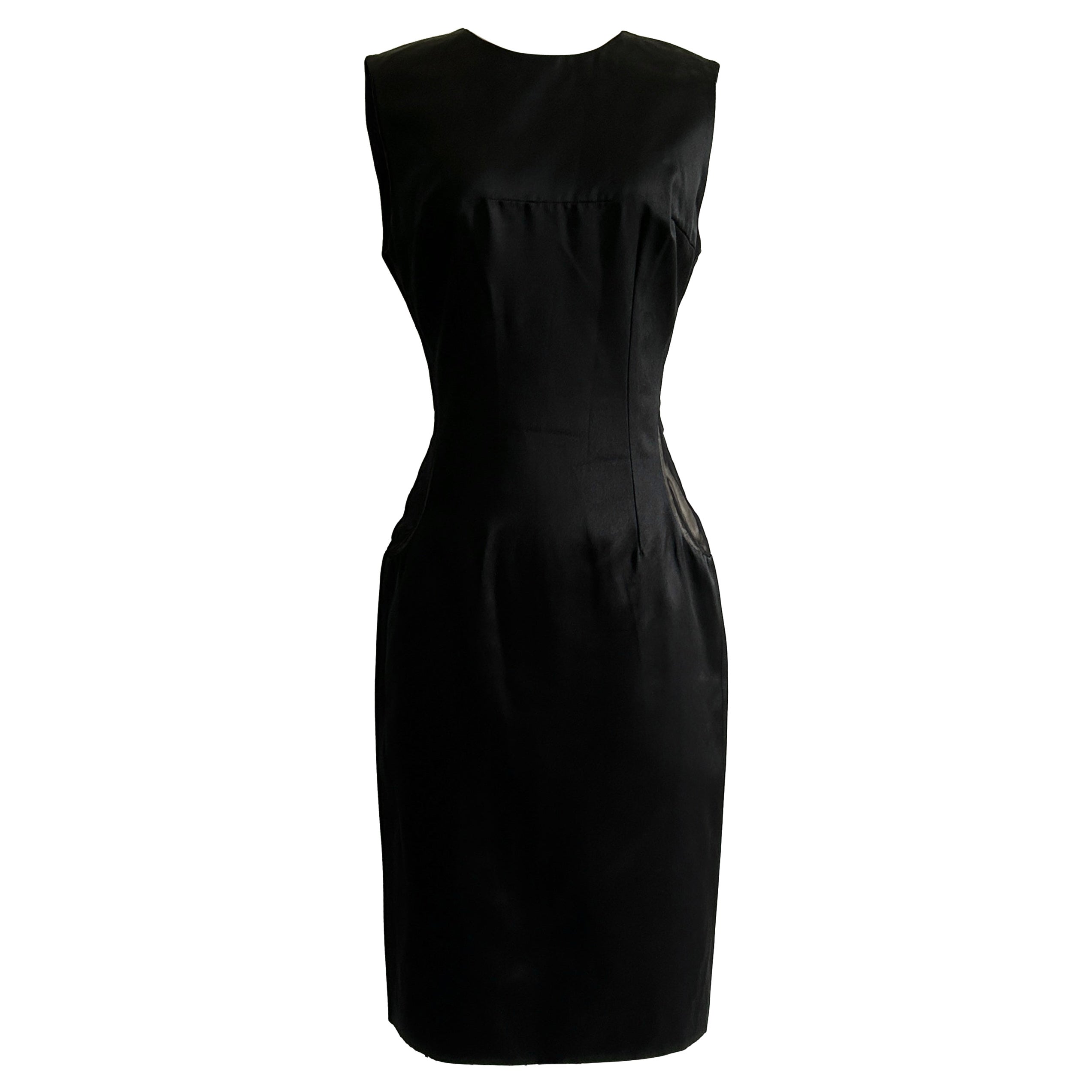 2008 Alexander McQueen Black Silk with Sheer Side Panels Dress  For Sale