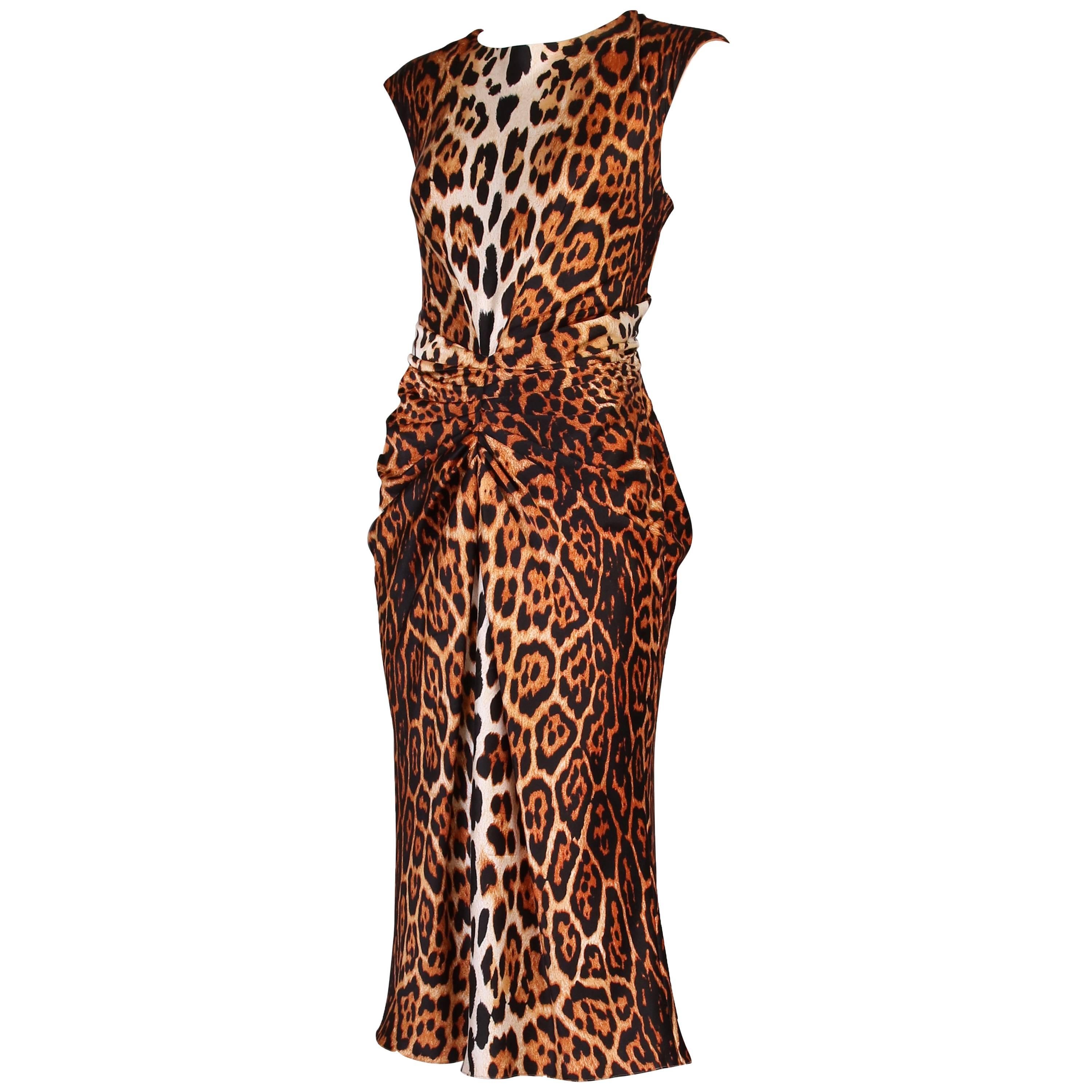 2008 A/H Christian Dior by John Galliano Silk Leopard Cocktail Dress For Sale