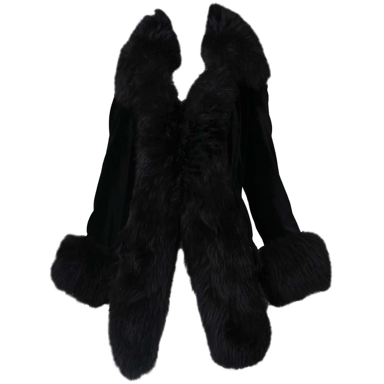 Vivienne Westwood Black Velvet Jacket With Oversized Faux Fur Trim at ...