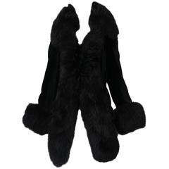 Vivienne Westwood Black Velvet Jacket With Oversized Faux Fur Trim