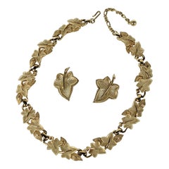 Marcel Boucher Frosted Leaf Necklace and Earring Set